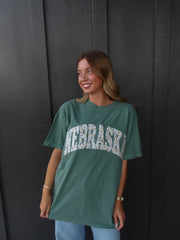 BLUE/YELLOW DITSY FLORAL NEBRASKA - GREEN TSHIRT