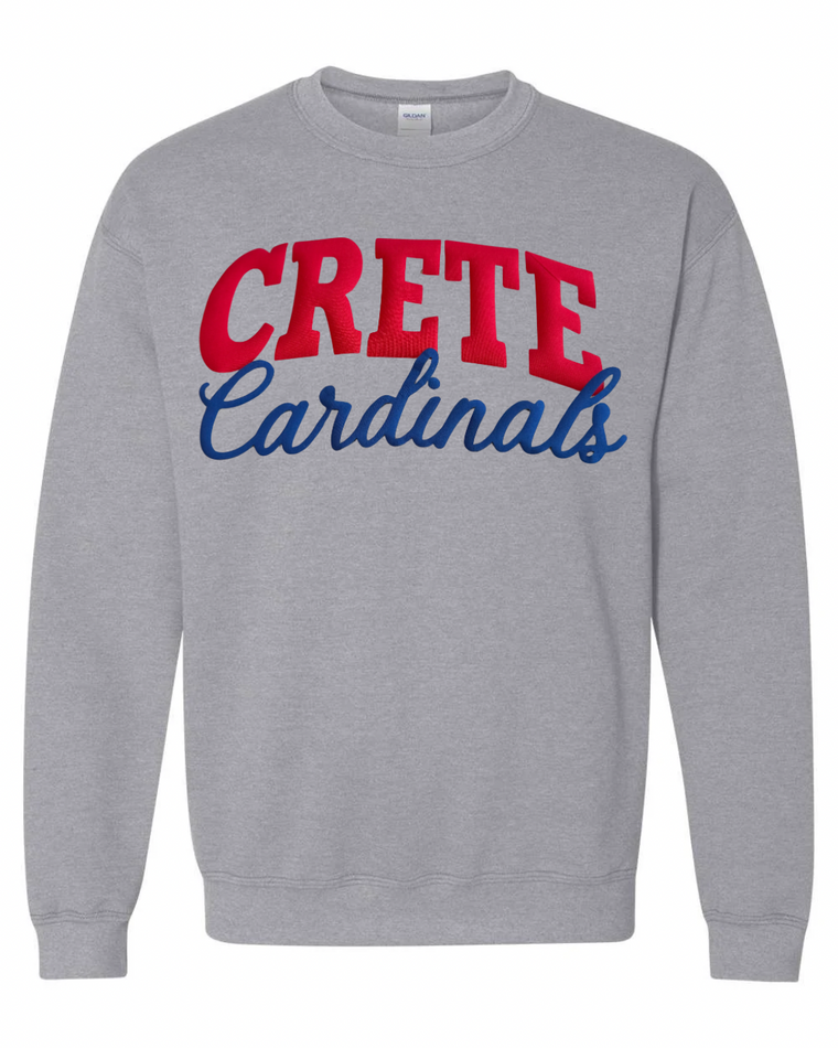 RED CRETE BLUE CARDINALS - GREY CREWNECK (YOUTH + ADULT)