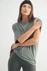 Mono B - Brushed Hacci Oversized Boyfriend Tee: 2TONE GREY / S:M:L (2:2:2)