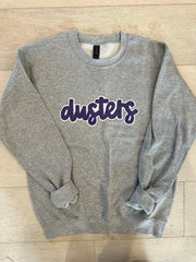 PURPLE SPARKLE/WHITE DUSTERS - GREY GILDAN CREW - YOUTH + ADULT