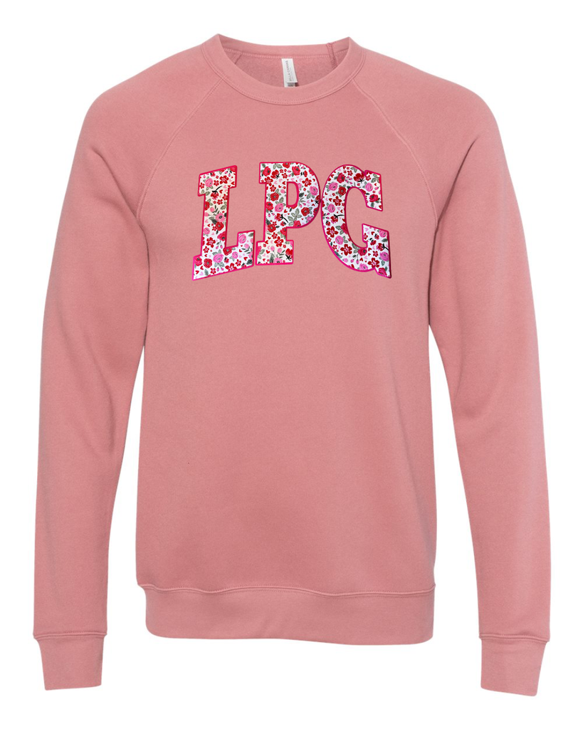LPG - (PINK/RED ROSES FLORAL / HOT PINK) - MAUVE SPONGE CREWNECK