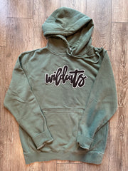 CURSIVE WILDCATS - INDEPENDENT GREEN HOODIE