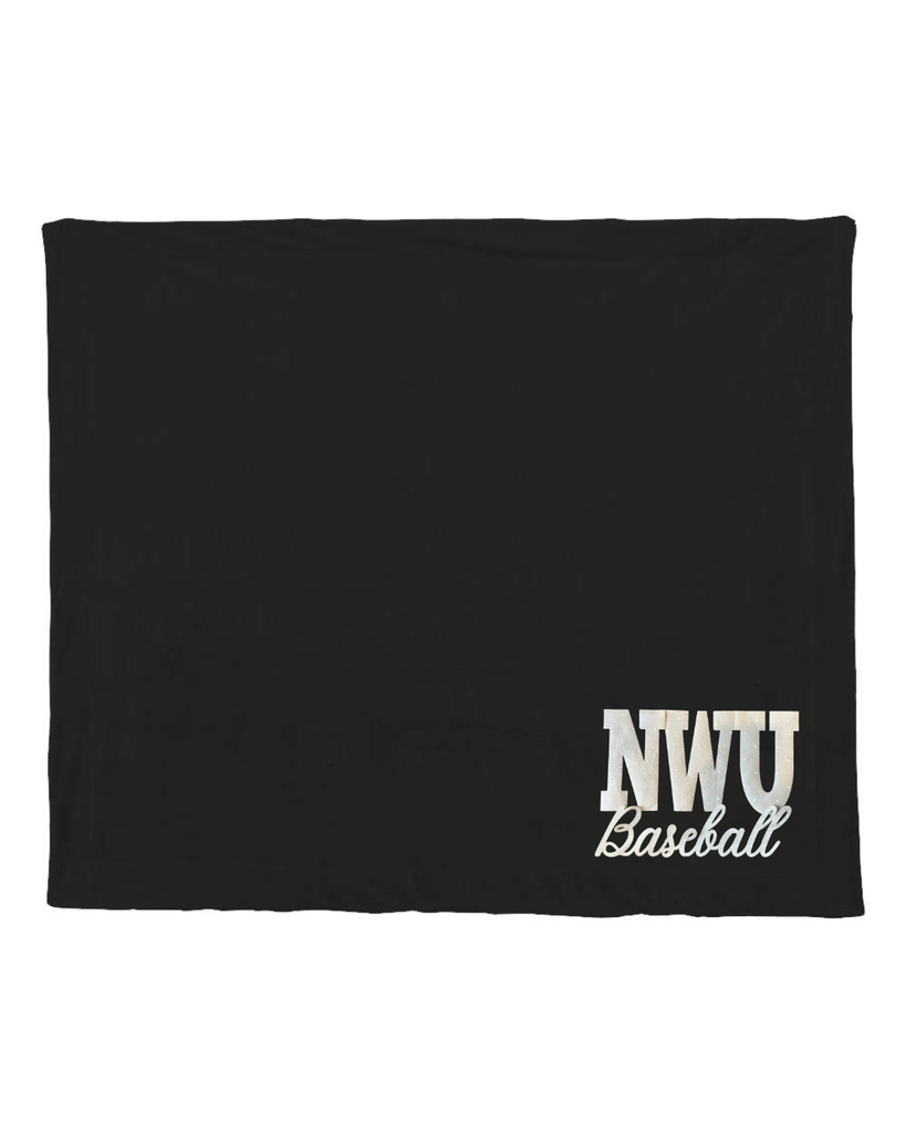 NWU BASEBALL (BEIGE POLKA DOT + GOLD METALLIC) - BLACK SHERPA BLANKET