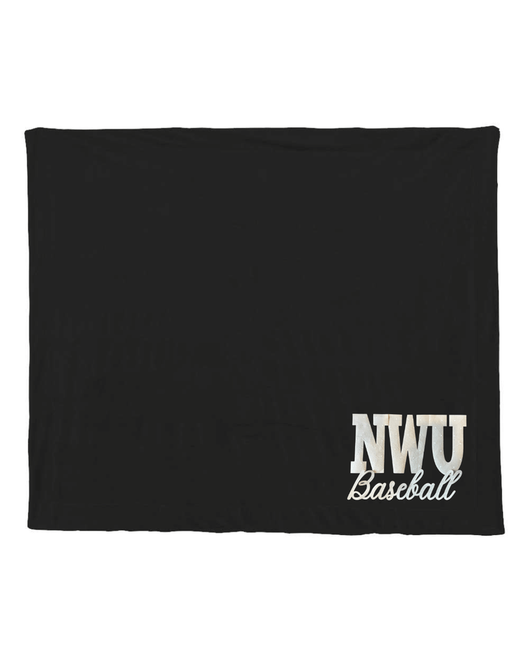 NWU BASEBALL (BEIGE POLKA DOT + GOLD METALLIC) - BLACK SHERPA BLANKET
