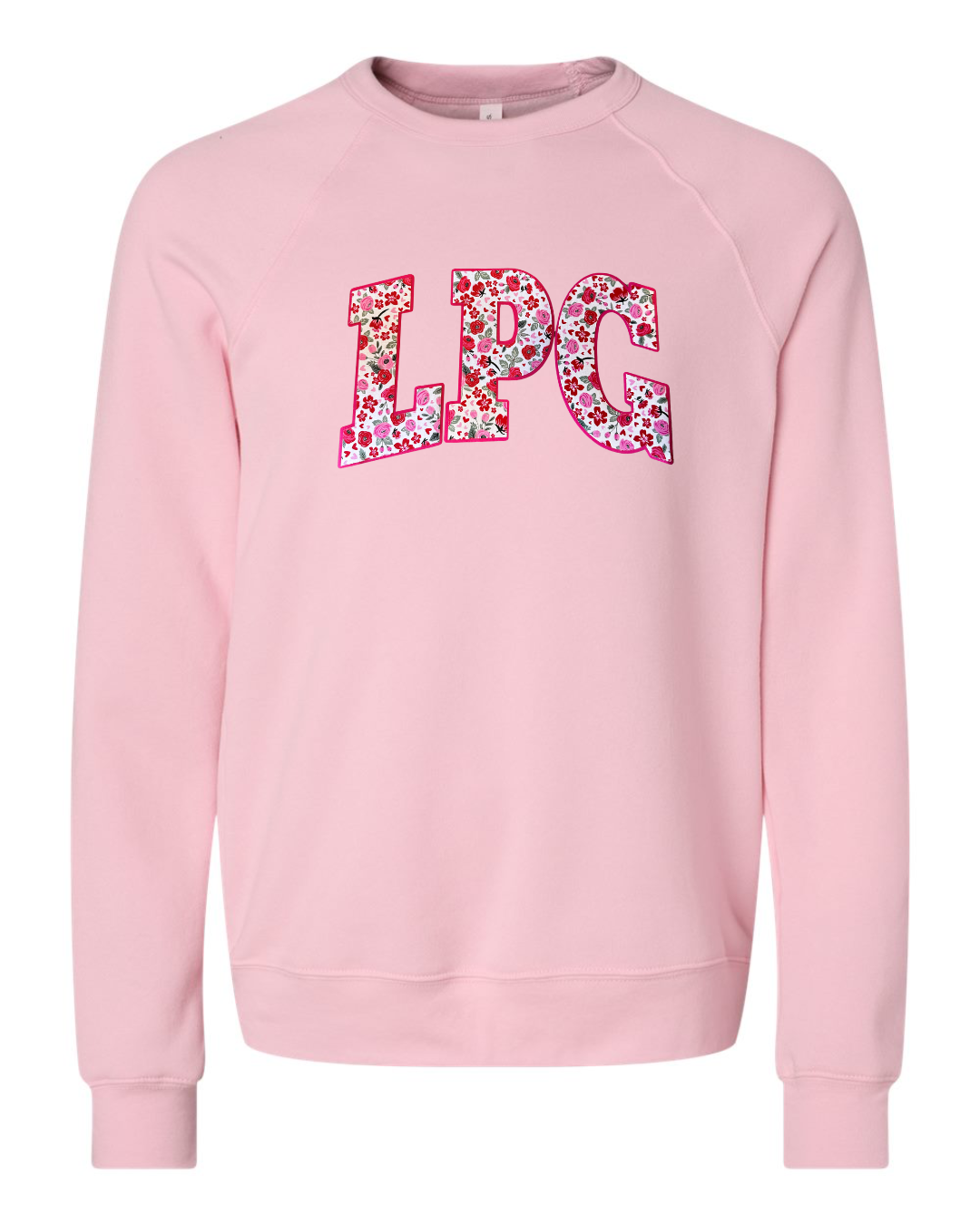 LPG - (PINK/RED ROSES FLORAL / HOT PINK) - LIGHT PINK SPONGE CREWNECK