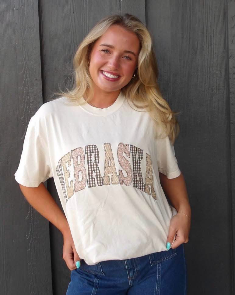 NEUTRAL PATCHWORK NEBRASKA - IVORY TSHIRT