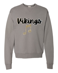 BLACK/WHITE VIKINGS + GOLD SPARKLE MUSIC NOTE - GREY COMFORTWASH CREW