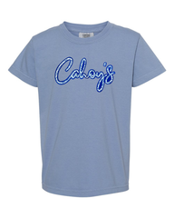 BLUE FLORAL/BLUE CAHOY'S - WASHED BLUE TEE (YOUTH + ADULT)