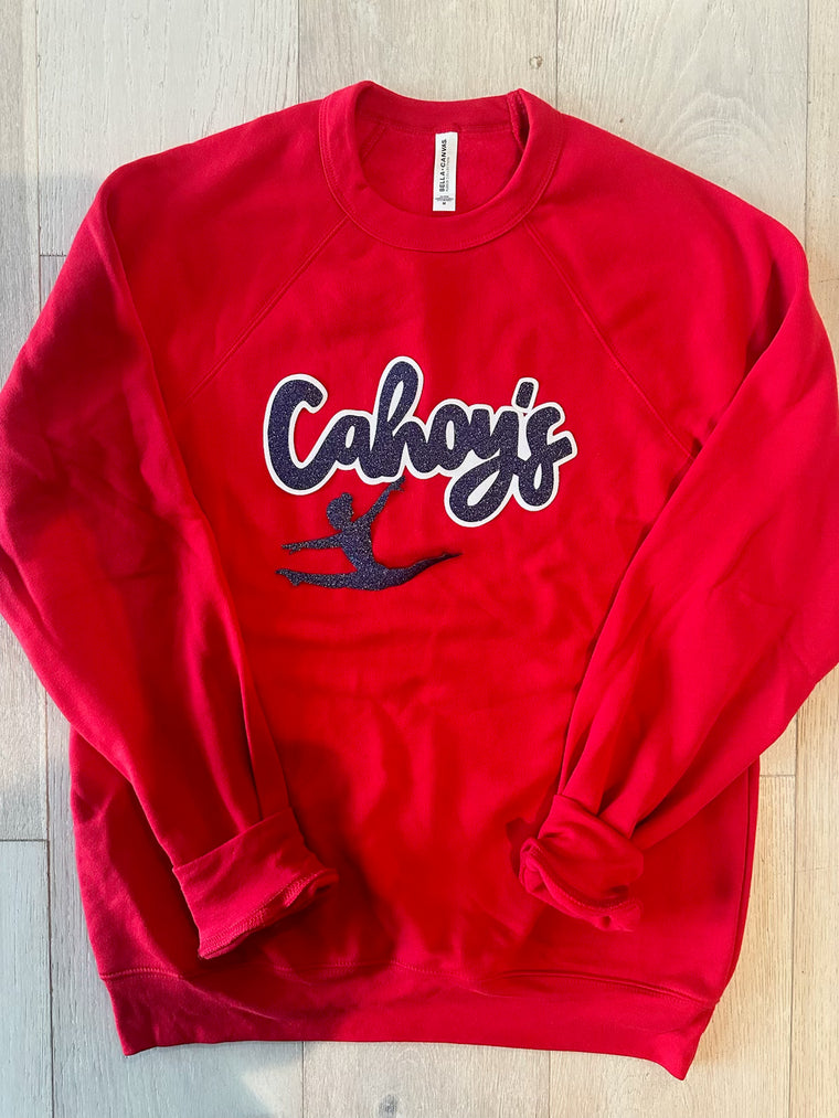 CAHOY'S - RED SPONGE CREW (YOUTH + ADULT) (with silhouette)