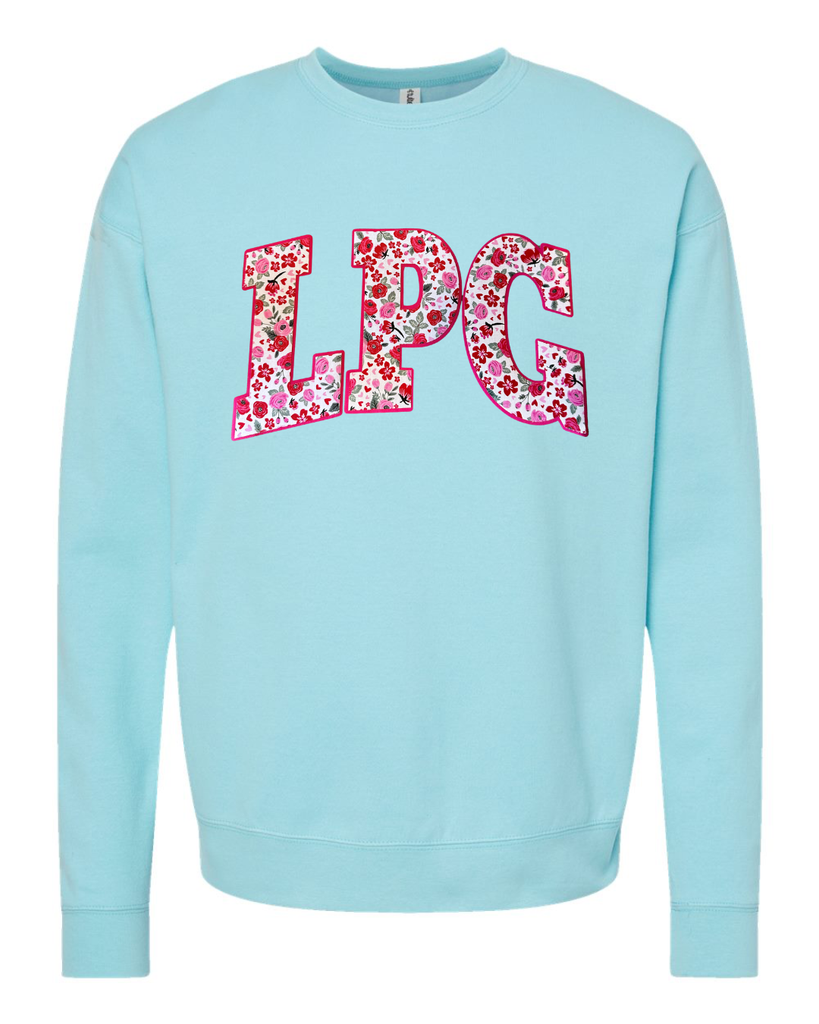 LPG - (PINK/RED ROSES FLORAL / HOT PINK) - PURIST BLUE CREWNECK