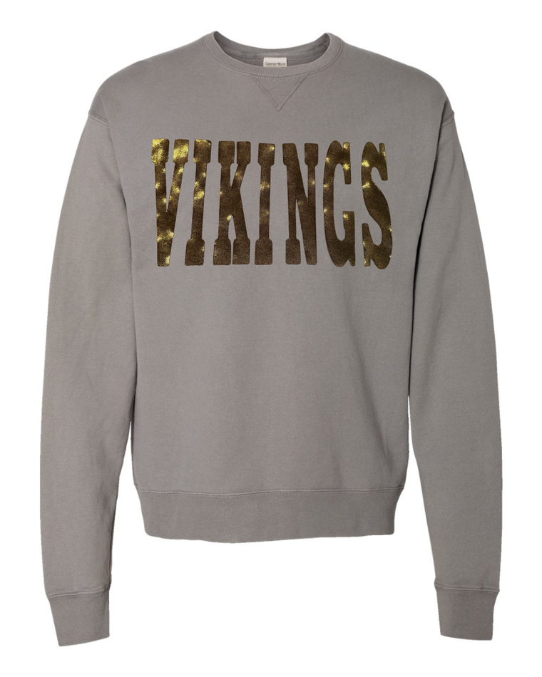 GOLD/BLACK METALLIC VIKINGS - GREY COMFORTWASH CREW