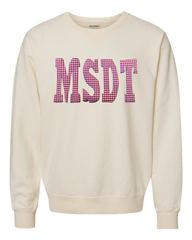RED GINGHAM MSDT - IVORY COMFORTWASH CREW