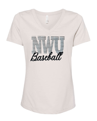 NWU BASEBALL (BLACK/WHITE STRIPE + BLACK) - HEATHER DUST V NECK TEE