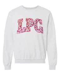 LPG - (PINK/RED ROSES FLORAL / HOT PINK) - ASH GREY CREWNECK
