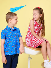 RuffleButts + RuggedButts - Girls Red Gingham Pleated Skirt Active Dress & Bike Short Set: Red / 6
