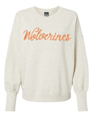 ORANGE GINGHAM WOLVERINES - OATMEAL SUEDED CREW