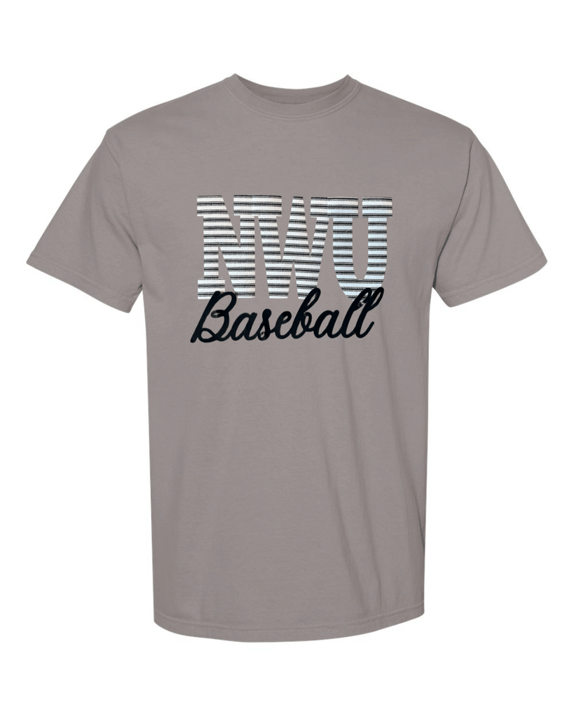 NWU BASEBALL (BLACK/WHITE STRIPE + BLACK) - GREY COMFORT COLORS TEE