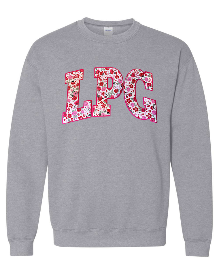 LPG - (PINK/RED ROSES FLORAL / HOT PINK) - SPORT GREY CREWNECK