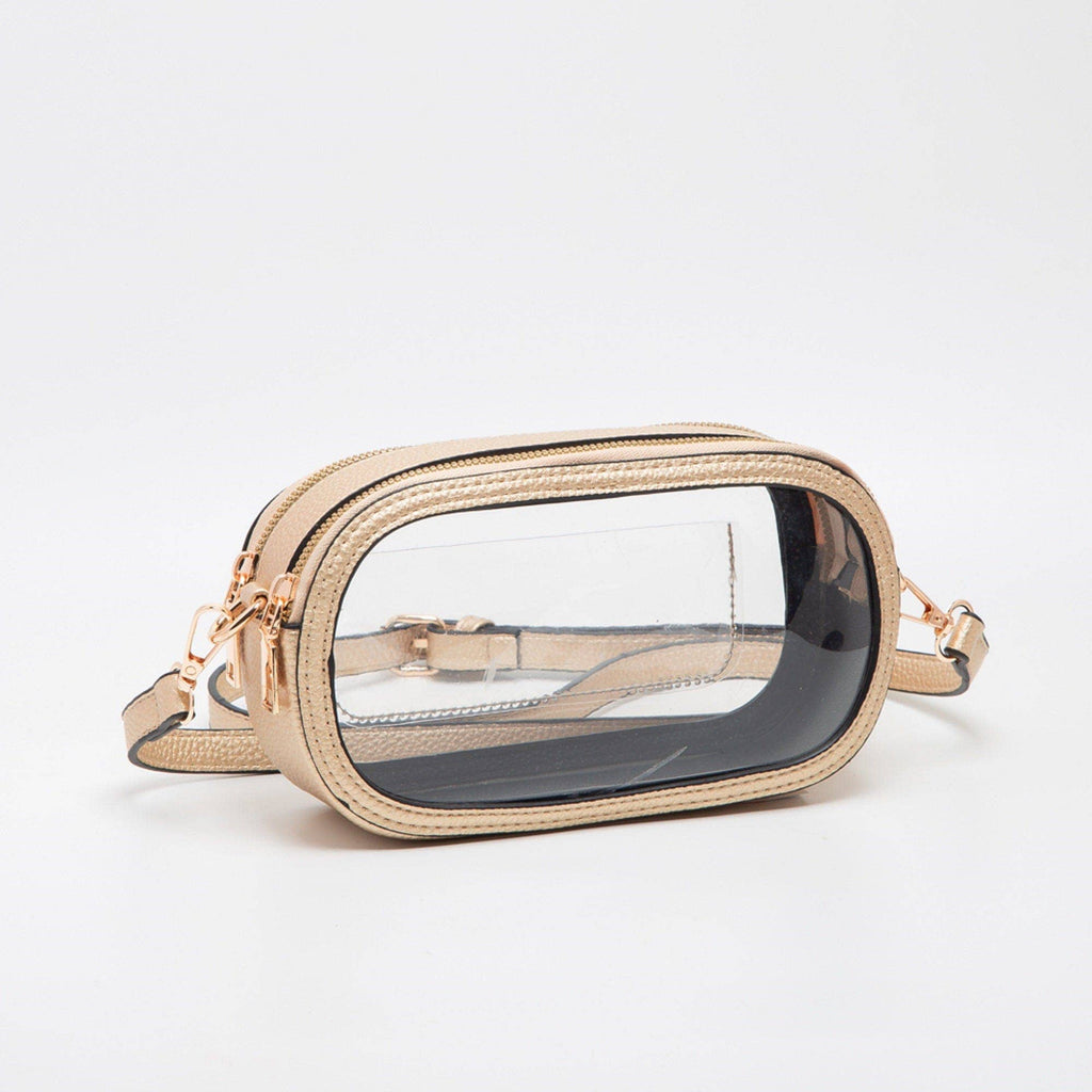 MiMi Wholesale - TG10552 Double Zipper Oval Clear Gameday/Stadium Bag: Tan