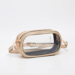 MiMi Wholesale - TG10552 Double Zipper Oval Clear Gameday/Stadium Bag: Tan