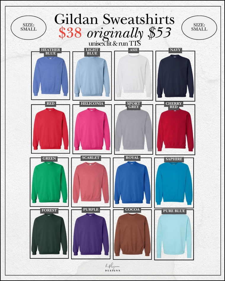 SIZE SMALL | GILDAN CREWNECKS