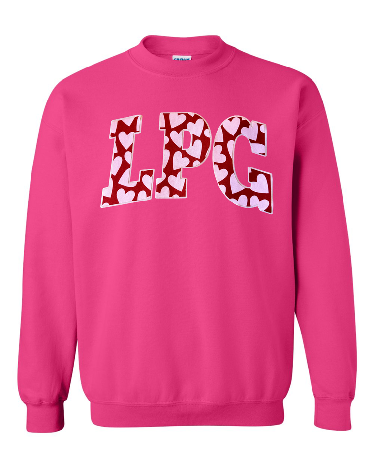 LPG - (PINK/RED HEARTS / LIGHT PINK) - HOT PINK CREWNECK