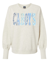 PATCHWORK CAHOY'S - OATMEAL SUEDED CREW