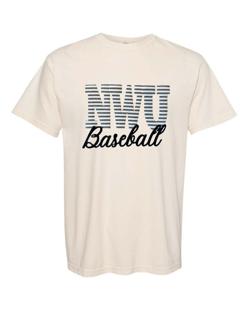 NWU BASEBALL (BLACK/WHITE STRIPE + BLACK) - IVORY COMFORT COLORS TEE