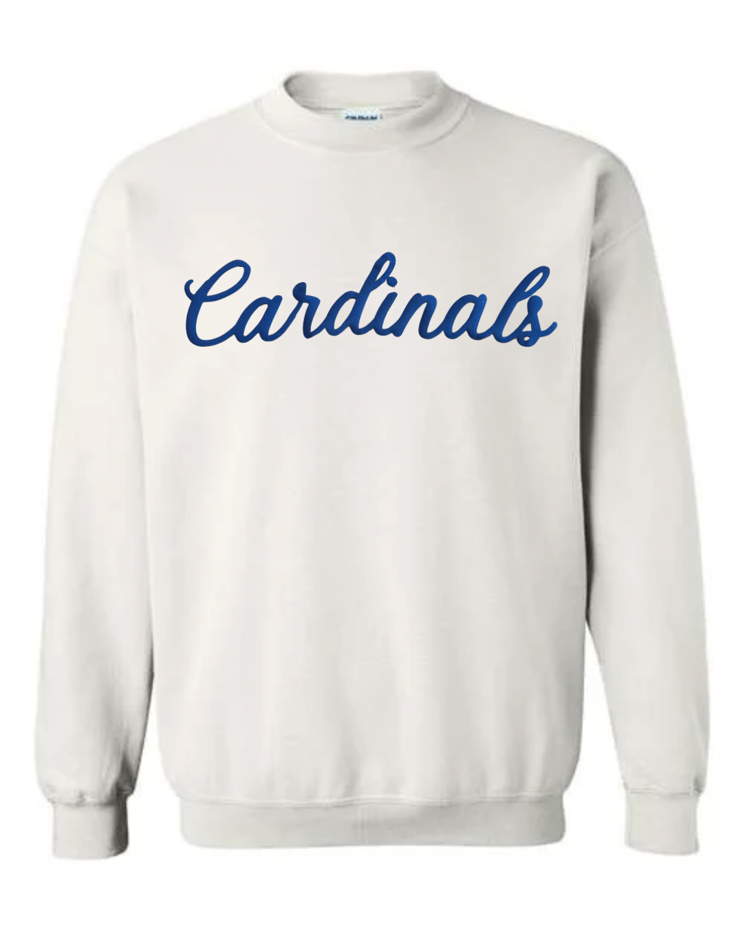BLUE CURSIVE CARDINALS - WHITE CREW (YOUTH + ADULT)