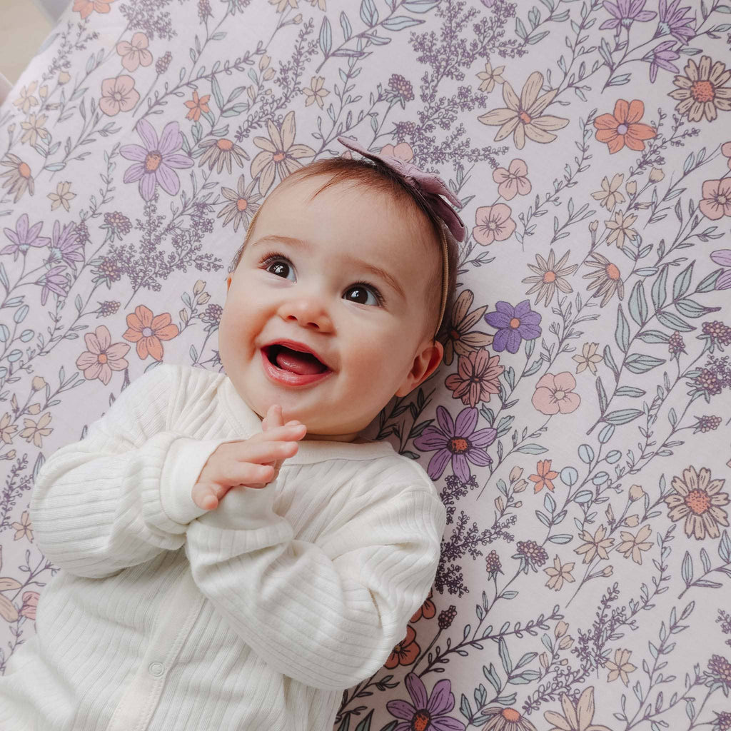 Copper Pearl - Premium Knit Fitted Crib Sheet - Flora