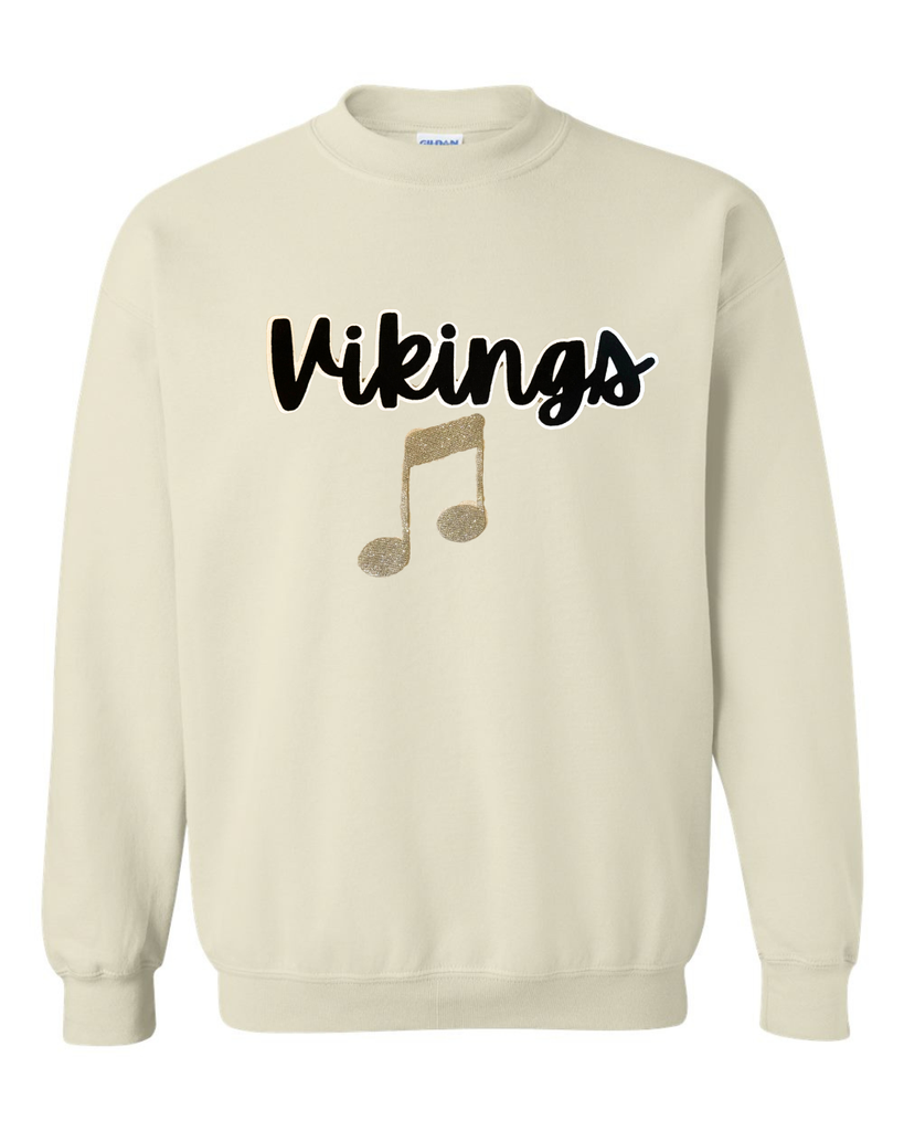 BLACK/WHITE VIKINGS + GOLD SPARKLE MUSIC NOTE - SAND GILDAN CREW