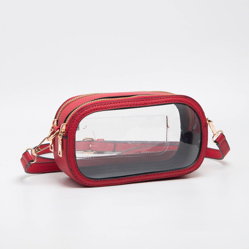MiMi Wholesale - TG10552 Double Zipper Oval Clear Gameday/Stadium Bag: Tan