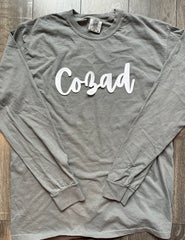 CURSIVE WHITE SPARKLE COZAD - LIGHT GREY COMFORT COLORS LONG SLEEVE TEE