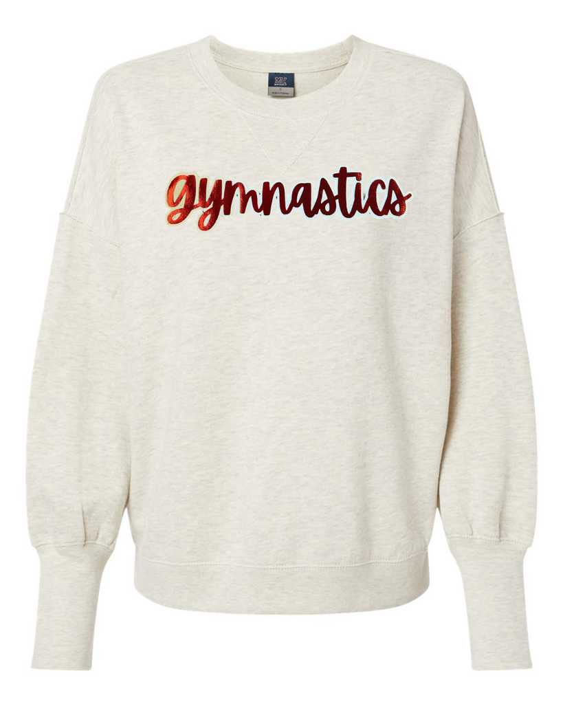 RED METALLIC/WHITE GYMNASTICS - OATMEAL SUEDED CREW