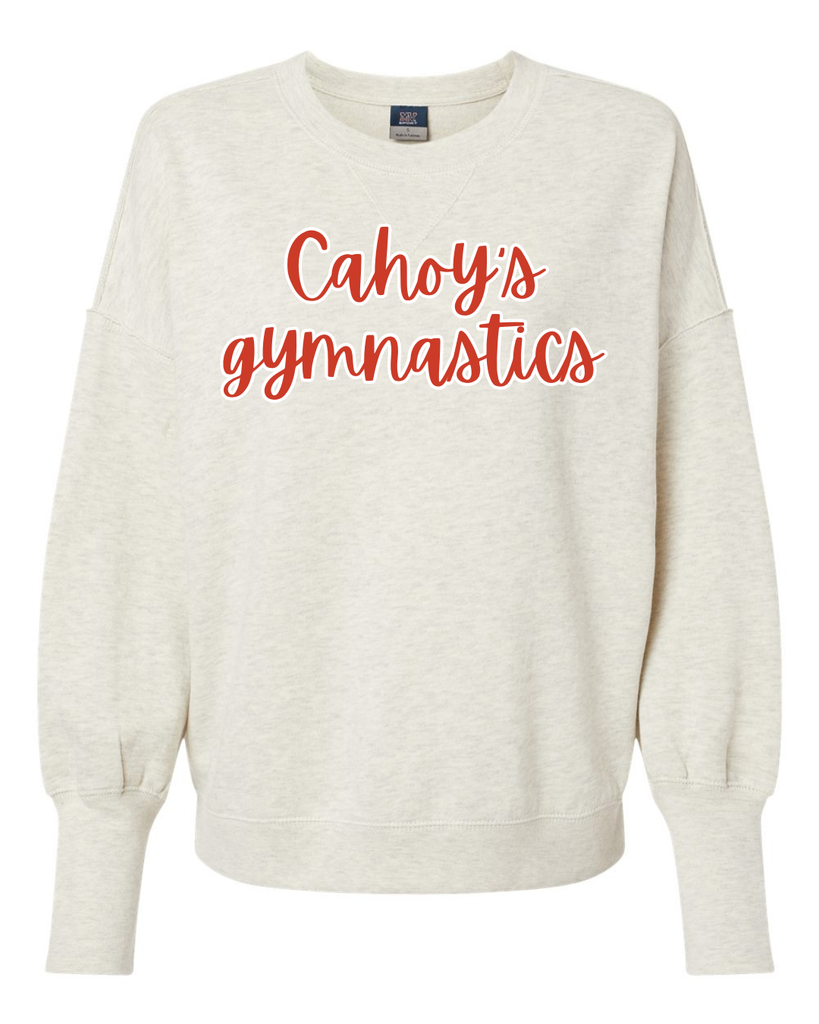 RED/WHITE CAHOY'S GYMNASTICS - OATMEAL SUEDED CREW