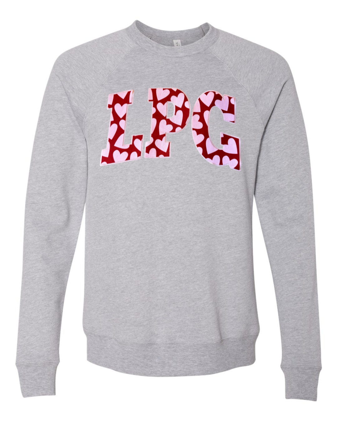 LPG - (PINK/RED HEARTS / LIGHT PINK) - ATHLETIC HEATHER SPONGE CREWNECK
