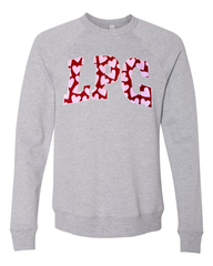 LPG - (PINK/RED HEARTS / LIGHT PINK) - ATHLETIC HEATHER SPONGE CREWNECK