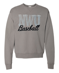 NWU BASEBALL (BLACK/WHITE STRIPE + BLACK) - GREY COMFORTWASH CREW