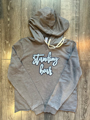 CURSIVE STANDING BEAR - GREY LIGHTWEIGHT HOODIE