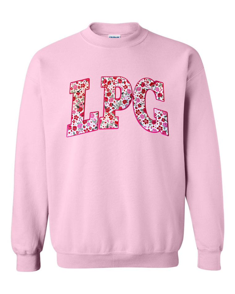 LPG - (PINK/RED ROSES FLORAL / HOT PINK) - LIGHT PINK CREW
