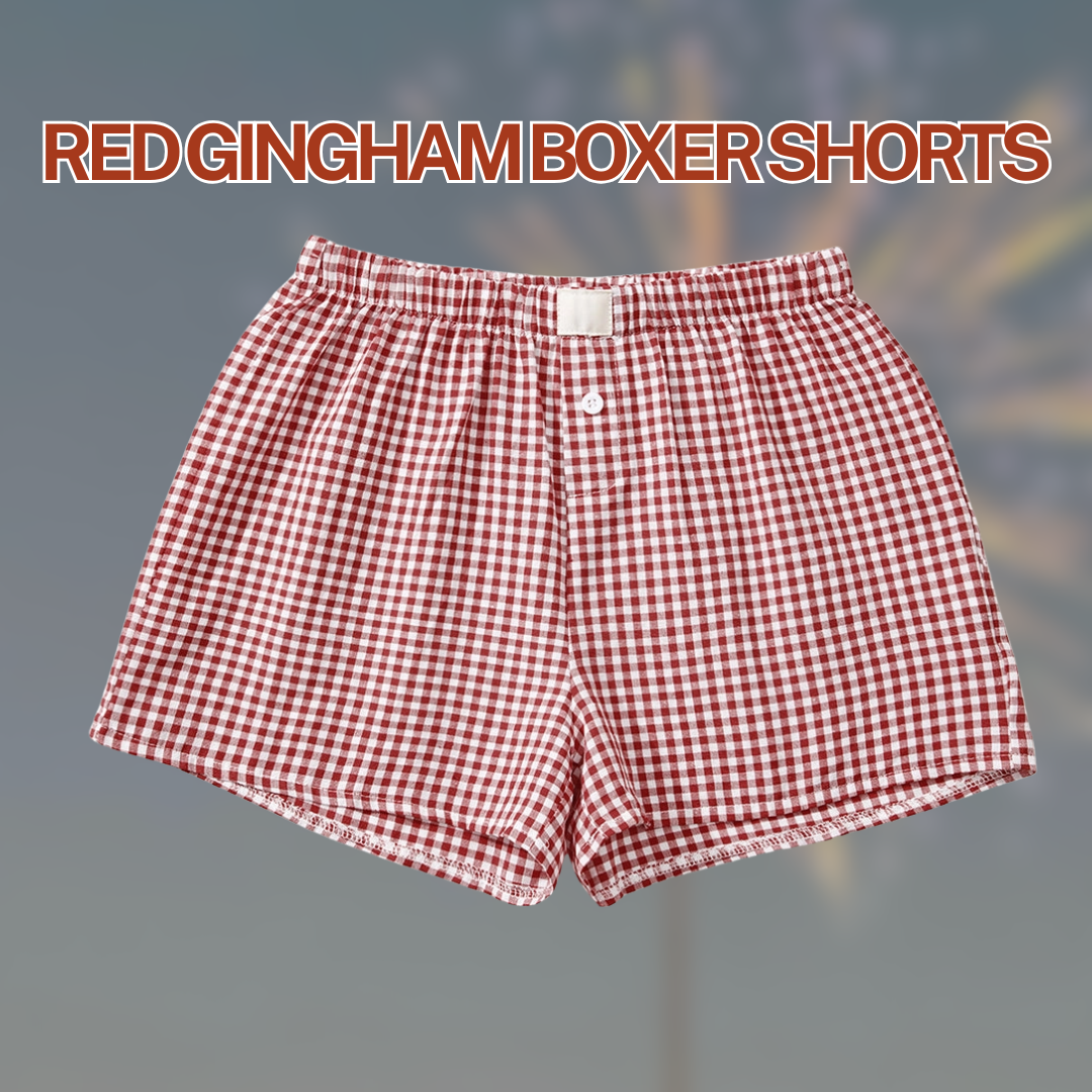 RED GINGHAM BOXER SHORTS