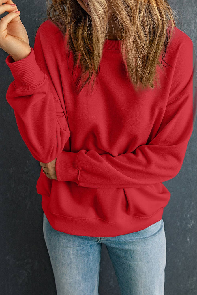 Pretty Bash - Crewneck Long Sleeve Pullover Sweatshirt: Red / M