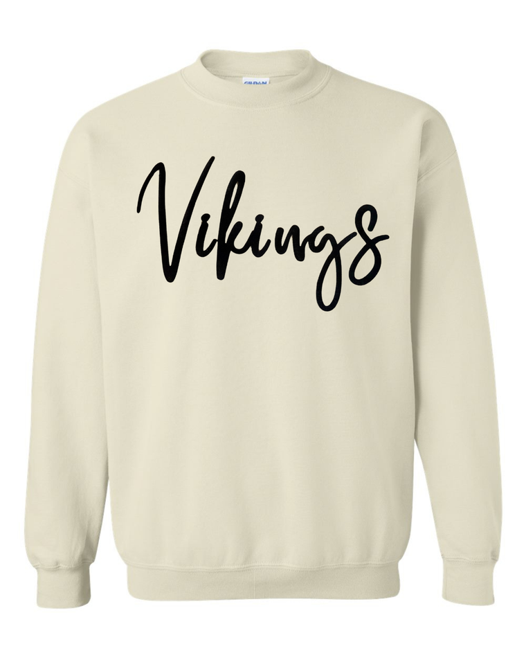 TALL CURSIVE BLACK VIKINGS - SAND GILDAN CREW