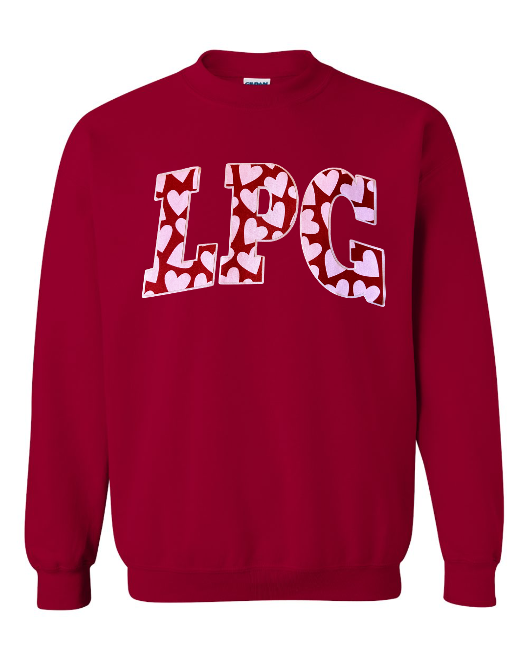 LPG - (PINK/RED HEARTS / LIGHT PINK) - CARDINAL RED CREWNECK