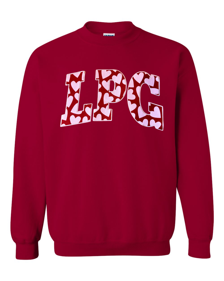 LPG - (PINK/RED HEARTS / LIGHT PINK) - CARDINAL RED CREWNECK
