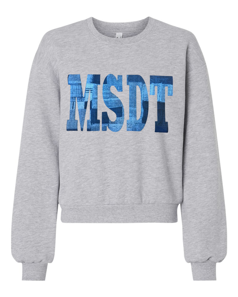 DENIM MSDT - GREY CROP FLEECE CREW