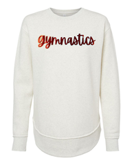 RED METALLIC/WHITE GYMNASTICS - NATURAL HEATHER WOMENS FLEECE LONG CREW