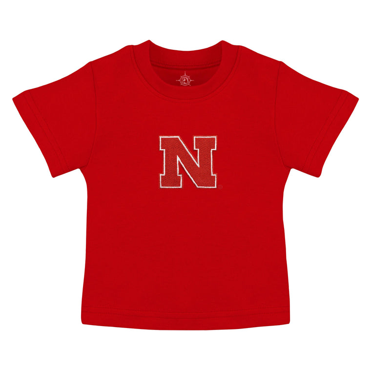 Creative Knitwear - Nebraska Cornhuskers Kids T-Shirt: Embroidery: Red / 12 Months