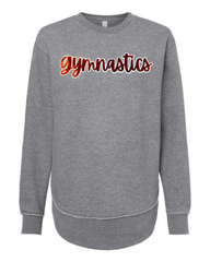RED METALLIC/WHITE GYMNASTICS - GREY WOMENS FLEECE LONG CREW
