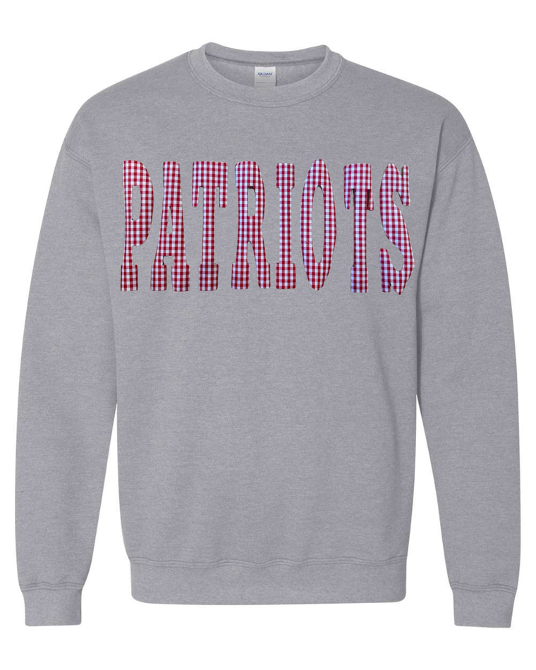 RED GINGHAM PATRIOTS - SPORT GREY CREWNECK